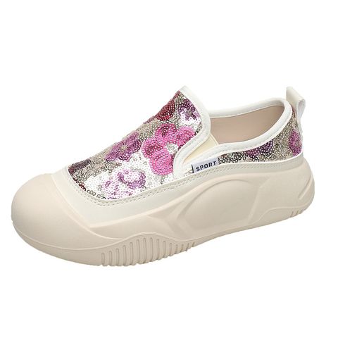 Women's Casual Floral Sequins Round Toe Casual Shoes