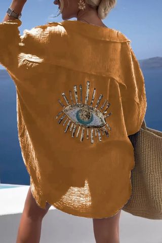Women's Blouse Long Sleeve Blouses Printing Simple Style Devil's Eye Eye