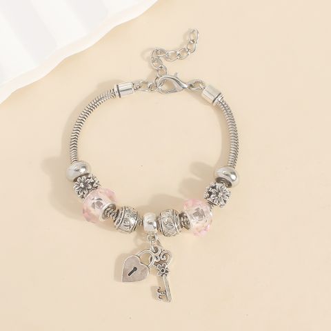 Wholesale Jewelry Elegant Lady Classic Style Heart Shape Crown Key Alloy Beaded Bracelets