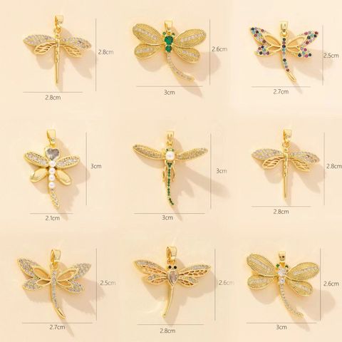 1 Piece Copper Zircon Dragonfly Pendant