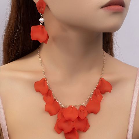 Elegant Sweet Petal Alloy Plastic Wholesale Jewelry Set