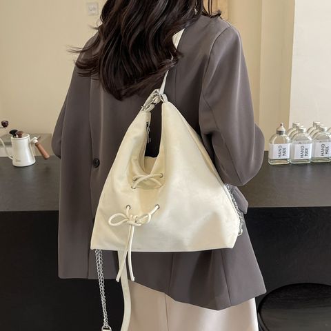 Women's Velvet Bow Knot Preppy Style Sewing Thread Zipper Shoulder Bag