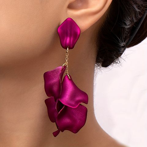 1 Pair IG Style Sweet Petal Plastic Drop Earrings