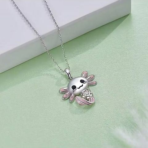 Cute Sweet Animal Alloy Enamel Chain Silver Plated Women's Pendant Necklace