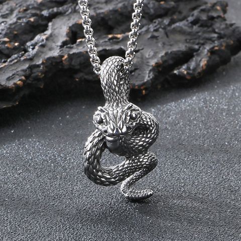 1 Piece 25*47mm 304 Stainless Steel Snake Pendant Chain