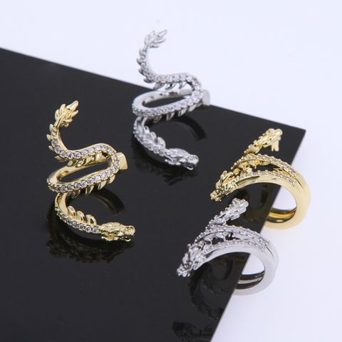 1 Pair 2 Pairs Modern Style Classic Style Artistic Dragon Plating Inlay Copper Zircon 18K Gold Plated Ear Cuffs