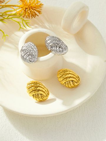 1 Pair Retro Exaggerated Classic Style Stripe Plating 304 Stainless Steel 18K Gold Plated Ear Studs