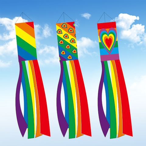Cute Rainbow Heart Shape Polyester Flag