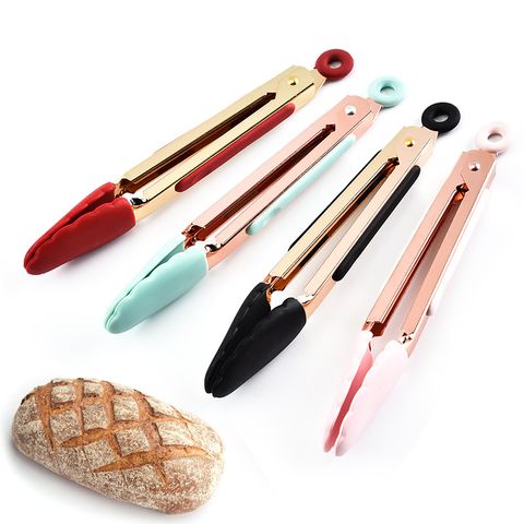 Simple Style Solid Color 430 Stainless Steel Food Tongs 1 Piece