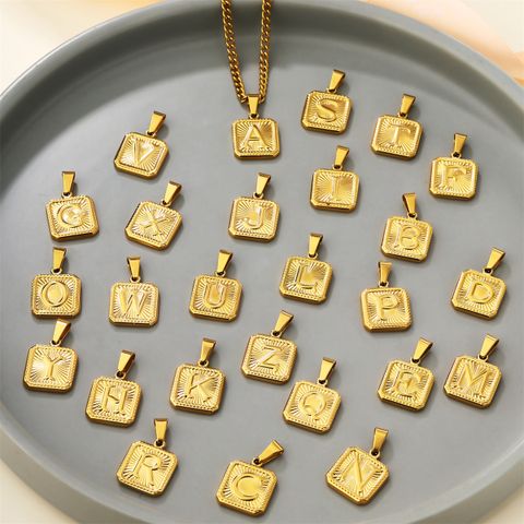 304 Stainless Steel 18K Gold Plated Simple Style Classic Style Letter Pendant Necklace