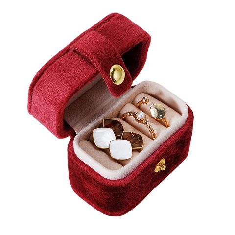 Cute Pastoral Solid Color Pu Leather Jewelry Boxes