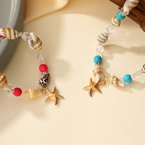 Beach Starfish Conch Shell Stone Beaded Women's Necklace