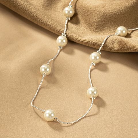 Vintage Style Simple Style Round Arylic Alloy Pearl Women's Necklace