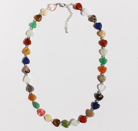 Casual Simple Style Heart Shape Natural Stone Brass Wholesale Bracelets Necklace