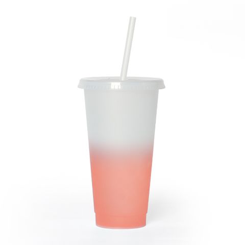 New Fashion Temperature Sensitive Color Changing Plastic Straw Cup 710ml