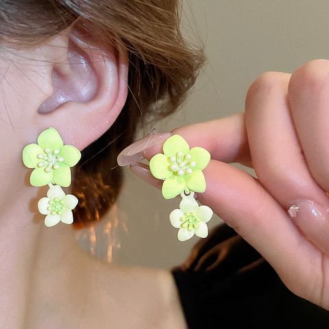1 Pair Vacation Sweet Flower Alloy Drop Earrings