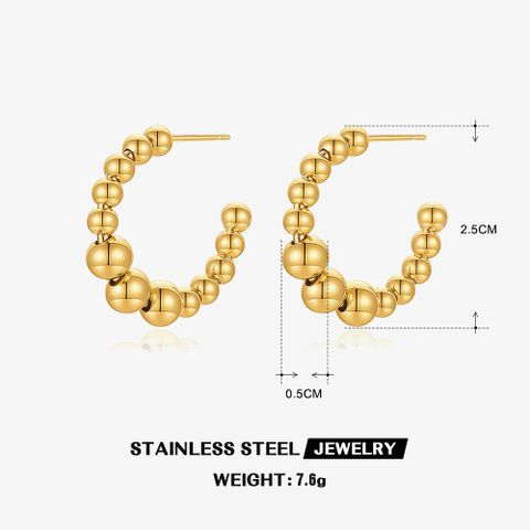 304 Stainless Steel 18K Gold Plated Casual Simple Style C Shape Round Earrings Necklace