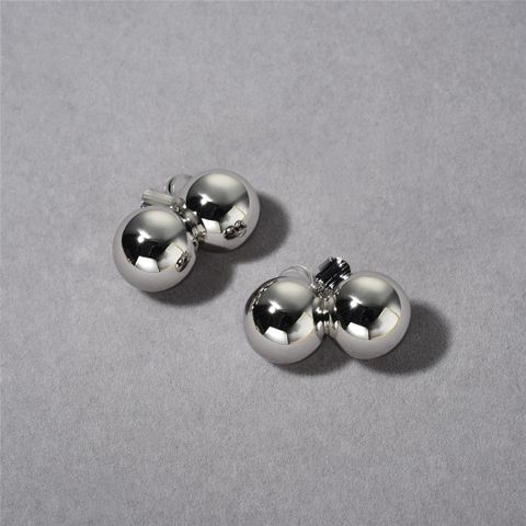 1 Pair Lady Ball Plating Copper 18K Gold Plated Ear Studs