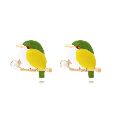 1 Pair Casual Cute Bird Enamel Zinc Alloy Artificial Pearls Ear Studs