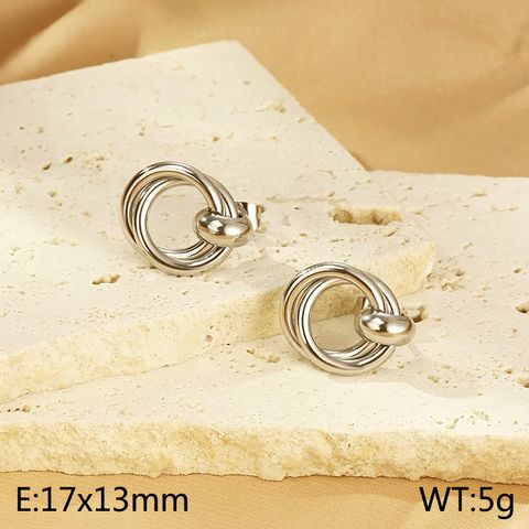 1 Par Estilo Simple Circulo Acero Inoxidable 304 Chapados en oro de 18k Pendientes