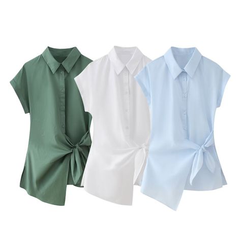 Women's Blouse Short Sleeve Blouses Streetwear Solid Color