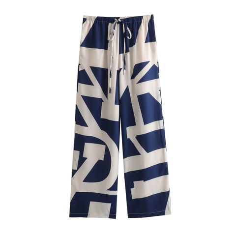 Holiday Daily Women's Streetwear Letter Polyester Printing Contrast Binding Pants Sets Pants Sets