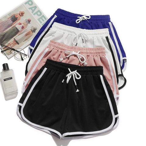 Women's Weekend Daily Sports Casual Simple Style Sports Simple Solid Color Shorts Elastic Waist Washed Shorts