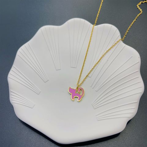 201 Stainless Steel Gold Plated Princess Cute Classic Style Cat Pendant Necklace