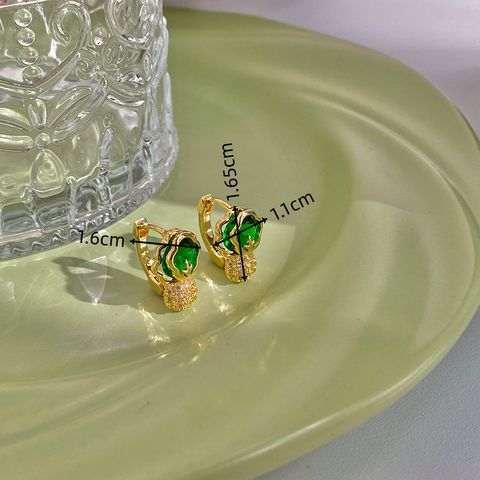 1 Pair Lady Sweet Pastoral Vegetable Plating Inlay Copper Artificial Crystal Zircon Gold Plated Hoop Earrings