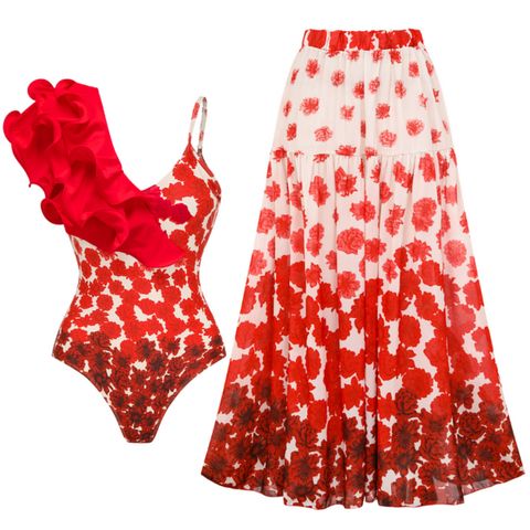 Women's Vacation Ditsy Floral 2 Pieces Set One Piece Swimwear