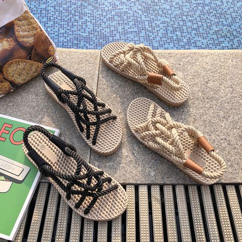 Women's Vacation Solid Color Open Toe Roman Sandals