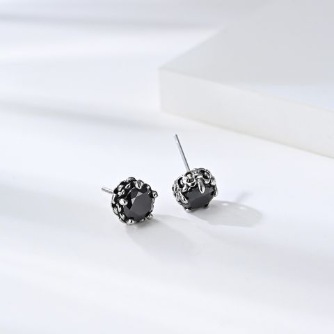 1 Pair Simple Style Classic Style Round Plating Inlay 304 Stainless Steel Rhinestones 18K Gold Plated Ear Studs