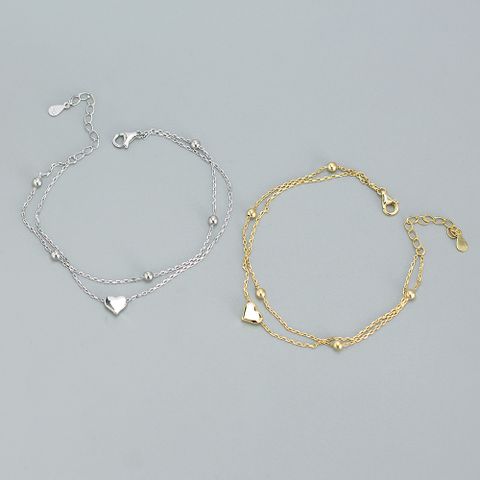 Sterling Silver Casual Simple Style Plating Heart Shape Bracelets