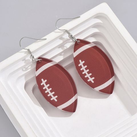 1 Pair Simple Style Classic Style Rugby Printing Arylic Pu Leather Drop Earrings