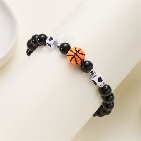 Wholesale Jewelry Vacation Simple Style Sports Ball Basketball Football Resin Beaded Bracelets