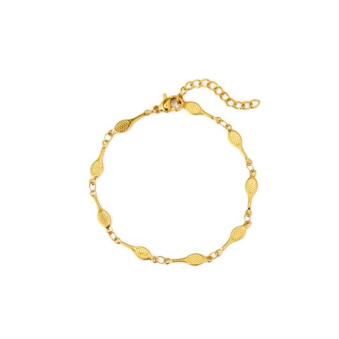 304 Stainless Steel 18K Gold Plated Simple Style Commute Indentation Tennis Racket Badminton Racket Bracelets Necklace