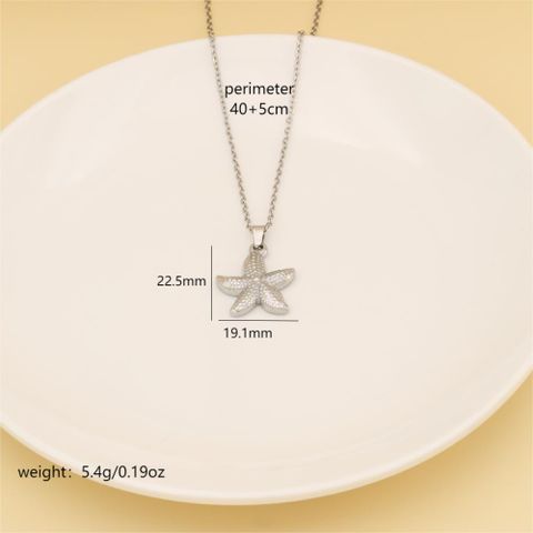 304 Stainless Steel 18K Gold Plated Cute Sweet Commute Polishing Starfish Pendant Necklace