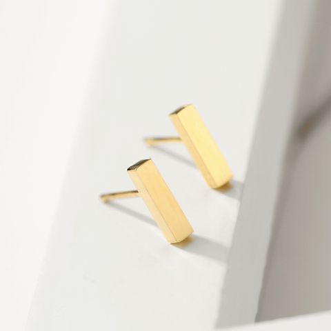1 Pair Simple Style Classic Style Solid Color Plating 304 Stainless Steel 14K Gold Plated Ear Studs