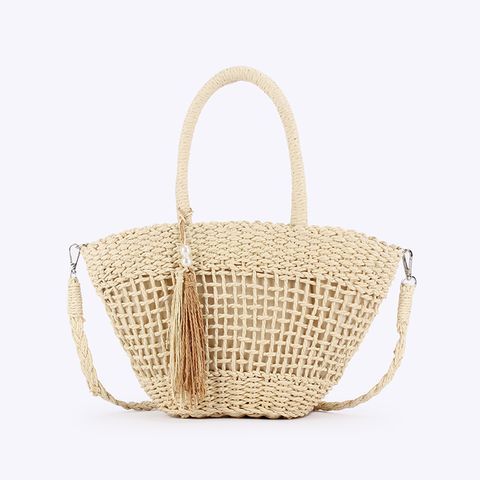 Women's Medium Polyester Straw Geometric Basic Vintage Style String Straw Bag