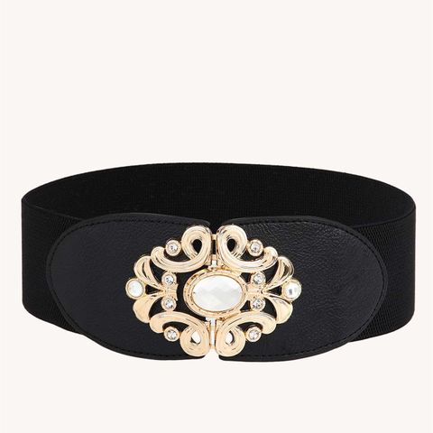 Simple Style Classic Style Color Block Elastic Band Buckle Women's Leather Belts