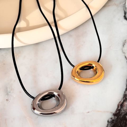 Titanium Steel 18K Gold Plated Basic Modern Style Classic Style Plating Water Droplets Solid Color Pendant Necklace