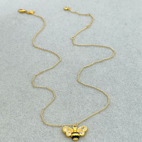 Casual Sweet Bee Brass Plating Glass Women's Earrings Necklace
