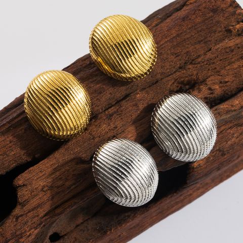 1 Pair Exaggerated Classic Style Round Stripe Plating 304 Stainless Steel 18K Gold Plated Ear Studs