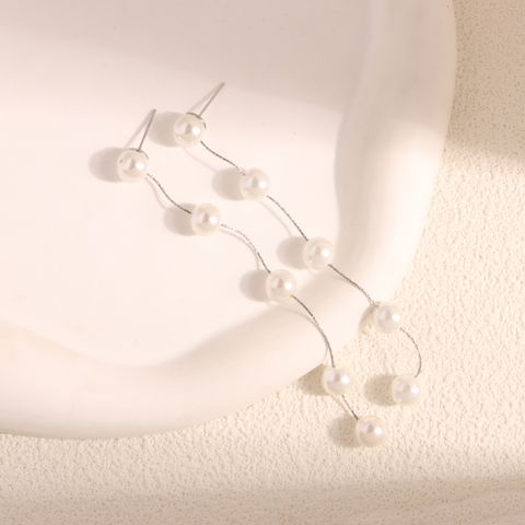 1 Pair Elegant Simple Style Geometric Freshwater Pearl Copper Drop Earrings