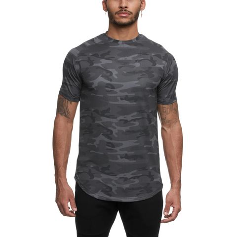 Hombres Color Sólido Camuflaje Estilo Simple Cuello Redondo Manga Corta Suelto Camiseta Hombre