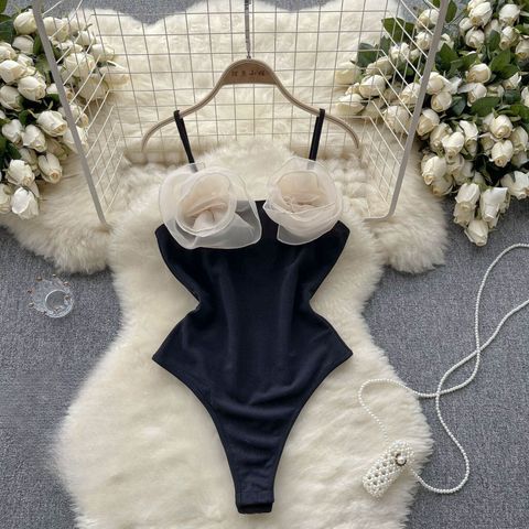 Women's Cute Luxurious Romantic Flower Appliques 1 Piece One Piece Swimwear