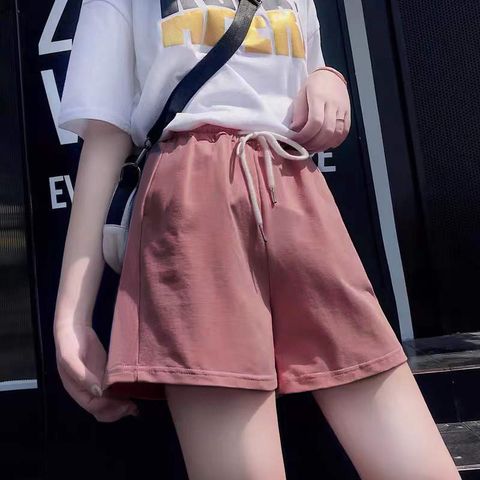 Women's Holiday Simple Style Solid Color Shorts Sweatpants