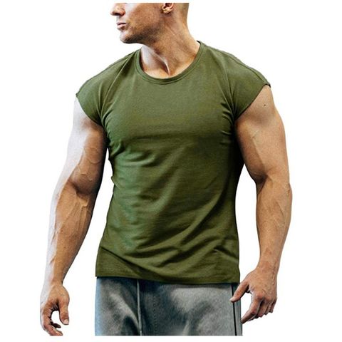 Men's Solid Color Simple Style Round Neck Sleeveless Loose Men's T-shirt