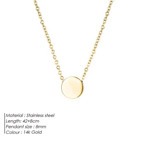 304 Stainless Steel 14K Gold Plated Simple Style Classic Style Plating Solid Color Pendant Necklace