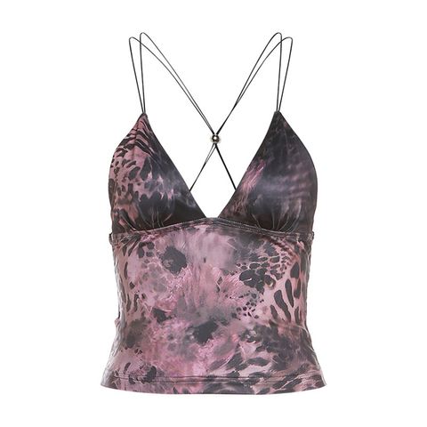 Women's Camisole Tank Tops Printing Backless Sexy Printing Tie Dye